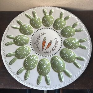 Potters Studio Easter 12 Deviled Egg Serving Tray Platter Bunny New